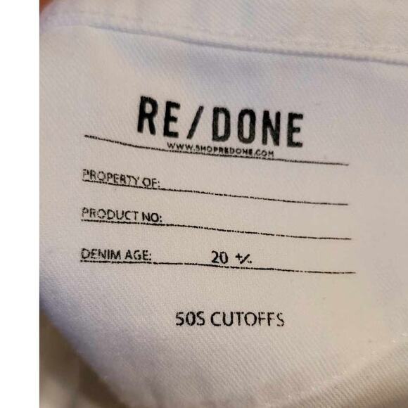 RE/DONE Originals 50s Cutoffs Button Fly Shorts White Plus 32 NEW - Picture 5 of 11